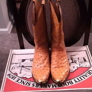 Justin Ostrich Camel Colored Boots